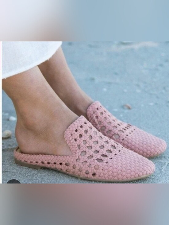 Børn Shoes - Born Shoes Women’s 8 Pink Cameo II Mule Slide Sandal Slip On Leather Knit Size 8